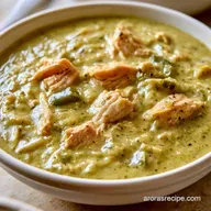 Healthy Creamy Green Chile Chicken Enchilada Soup
