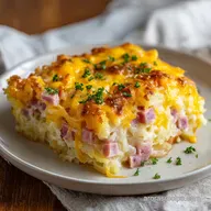 Ham Potato Breakfast Casserole: Golden