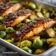 Irresistible Maple Glazed Salmon with Roasted Brussel Sprouts Oven-Only