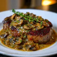 Steak and Mushrooms: Pan-Seared Ribeye with Garlic Thyme Sauce