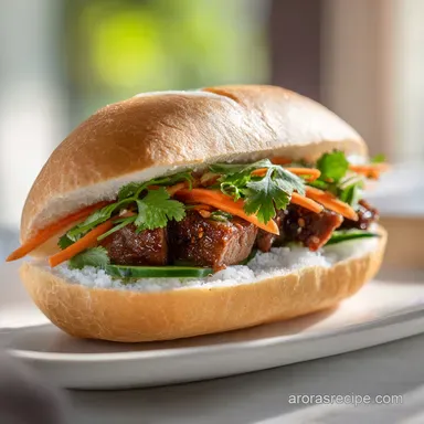 Banh Mi Sandwich for 4 Servings: Pan-Seared Chicken and Pickles Recipe Card