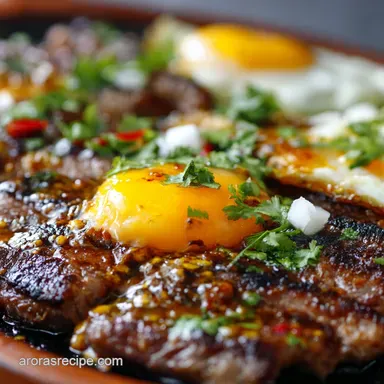 Bistec a Caballo Tender Steak Runny Eggs and Smoky Hogao Sauce
