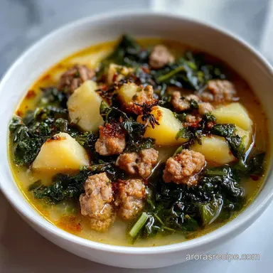 Tuscan Zuppa: Easy Sausage, Kale, and Potato Soup Recipe Card
