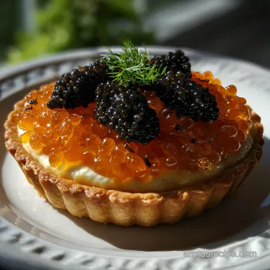 Perfectly Chic and Easy New Years Eve Caviar Tart Recipe Card