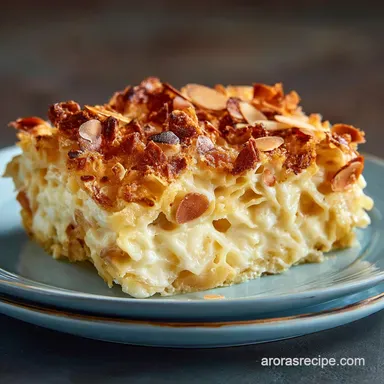 Classic Sweet Noodle Pudding Kugel Ultra-Creamy and Crunchy Top Recipe Card
