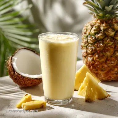 Delicious Coconut Water Smoothie With Pineapple To Cool You Off Recipe Card