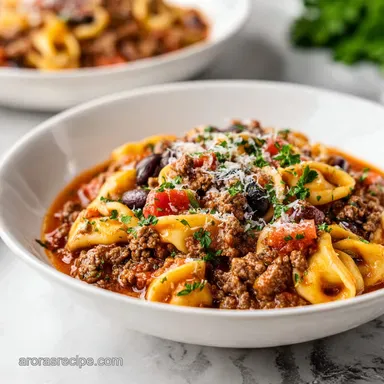 Copycat Olive Garden Pasta e Fagioli with Ground Beef Recipe Card
