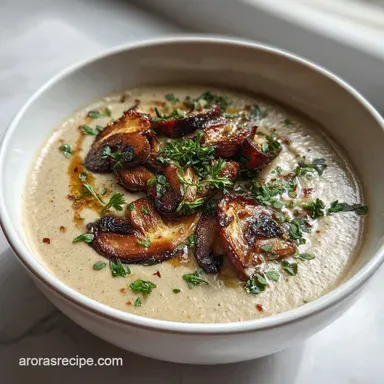 Cream of Mushroom Soup with Roasted Garlic: Silky & Nutty