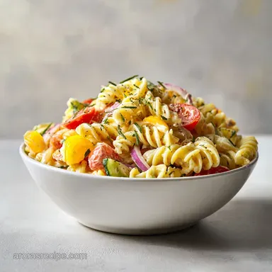 Ranch Pasta Salad with Rotini and Bacon in 25 Minutes Recipe Card