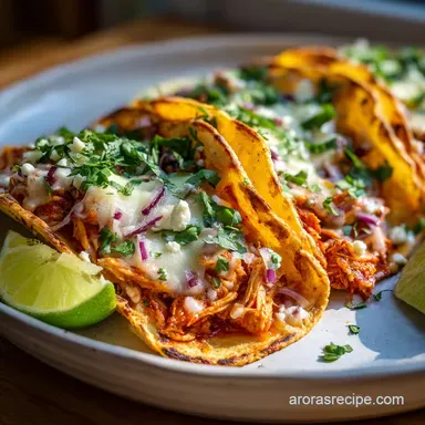 Crispy Cheesy Chicken Tinga Tacos Oven Baked Ready in 40 Minutes Recipe Card