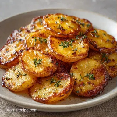 Crispy Sliced Roasted Potatoes: Garlic Butter Recipe Card