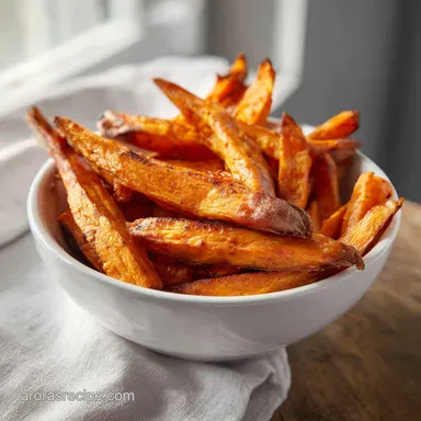 Sweet Potato Fries: Crispy Homemade Fries for 4 Servings Recipe Card