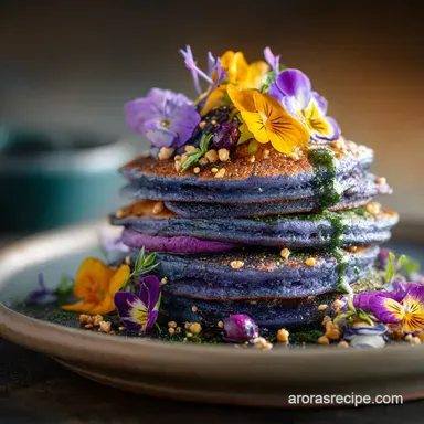 Fluffy Blue Pancakes Recipe Electric Butterfly Pea Flower Stacks Recipe Card