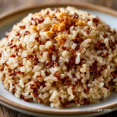 Garlic Brown Rice Quinoa for 6 Servings Recipe Card
