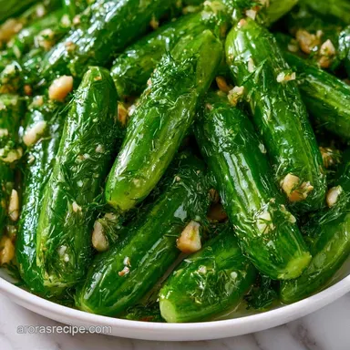 Garlic Refrigerator Pickles in 15 Minutes Recipe Card