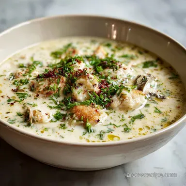 Grandpas Oyster Stew: Silky, Briny, 4 Servings Recipe Card