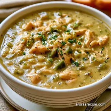 Creamy Green Chile Chicken Enchilada Soup Recipe Card