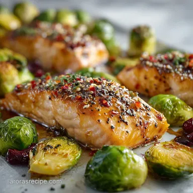 Irresistible Maple Glazed Salmon with Roasted Brussel Sprouts Oven-Only Recipe Card