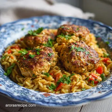 Chicken Meatballs with Orzo in 35 Minutes - Mediterranean Style