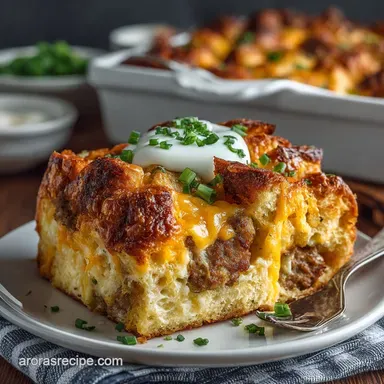 Breakfast Casserole: Make Ahead Sausage Cheddar Strata Recipe Card