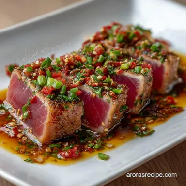 Ahi Tuna Steak Tataki: Restaurant-Quality Seared Tuna Recipe Recipe Card