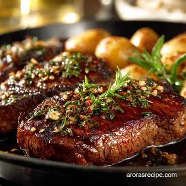 Top Sirloin Steak: Pan-Seared with Garlic-Thyme Baste Recipe Card