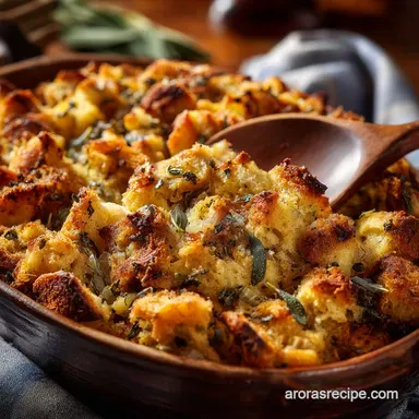 Homemade Stuffing: Classic Sage Onion with a Crispy Crust Recipe Card