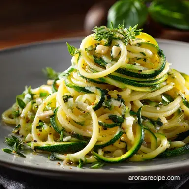 Zucchini Pasta with Garlic Quick Light Dinner Ready in 25 Minutes Recipe Card