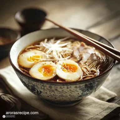 Ramen with Egg The Ultimate Shoyu Broth Jammy Ajitama Recipe Recipe Card