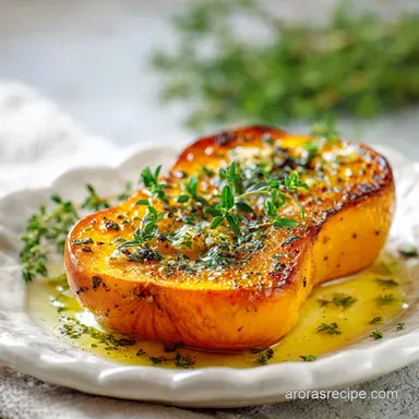 Roasted Butternut Squash in the Oven with Garlic and Herbs: Crispy Baked Recipe Card