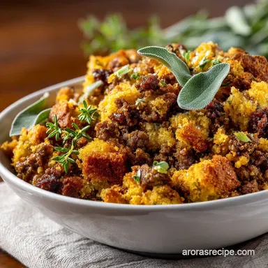 Sage Ground Beef Cornbread Stuffing: Robust Comfort Food Recipe Recipe Card