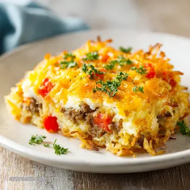 Sausage Hashbrown Breakfast Casserole for 12 Recipe Card