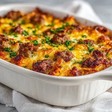 Sausage Hashbrown Casserole: Crispy Baked Recipe Card