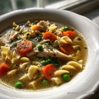 Simple Chicken Noodle Soup Ready in 30 Min: Silky Recipe Card