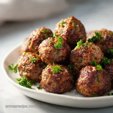 Simple Ground Beef Meatballs Recipe Pan-Seared Recipe Card
