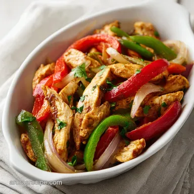Chicken Fajitas Recipe with Charred Peppers for 4 Servings Recipe Card