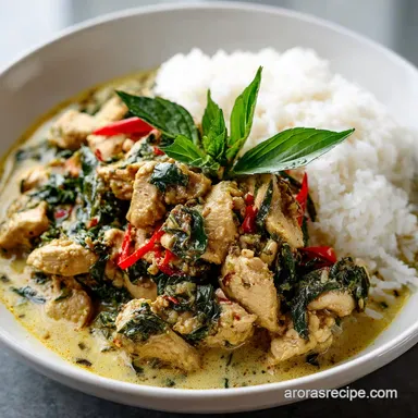 Slow Cooker Basil Chicken Recipe in Coconut Curry Sauce Recipe Card