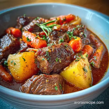 Easy Beef Stew with Carrots & Potatoes Recipe Card