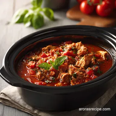 Slow Cooker Creamy Tomato Basil Chicken for 6 Servings Recipe Card