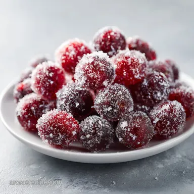 Sugared Cranberries for 8 Servings: Crispy Holiday Garnish Recipe Card