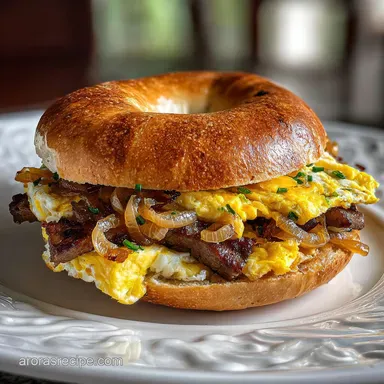 Steak Egg and Cheese Bagel Copycat with Grilled Onions