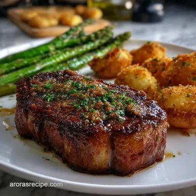 Steak and Side Dishes: Butter-Basted Ribeye & Shrimp Recipe Card