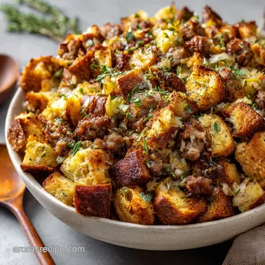 Thanksgiving Sourdough Stuffing: Ultimate Tangy Herb Sausage Recipe Recipe Card