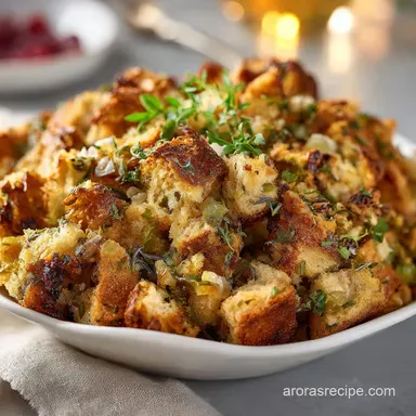 Sourdough Stuffing Recipe: Tangy, Crispy Herb Stuffing for Turkey Recipe Card