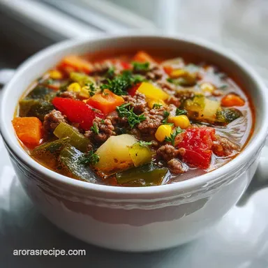 Vegetable Ground Beef Soup in 45 Minutes Recipe Card
