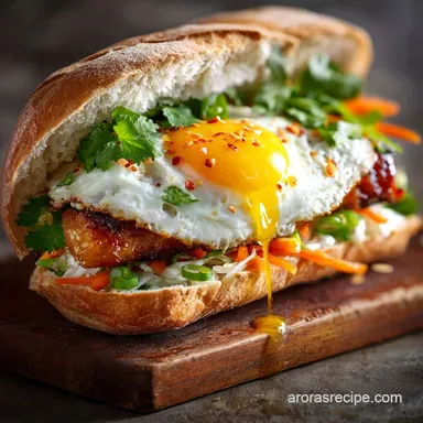 Vietnamese Breakfast The Ultimate B&aacute;nh M&igrave; Ốp La Fried Egg Sandwich Recipe Card