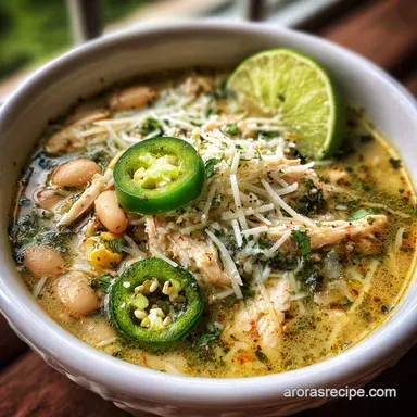 White Chicken Chili with Poblano and Lime: Smoky & Zesty Recipe Card