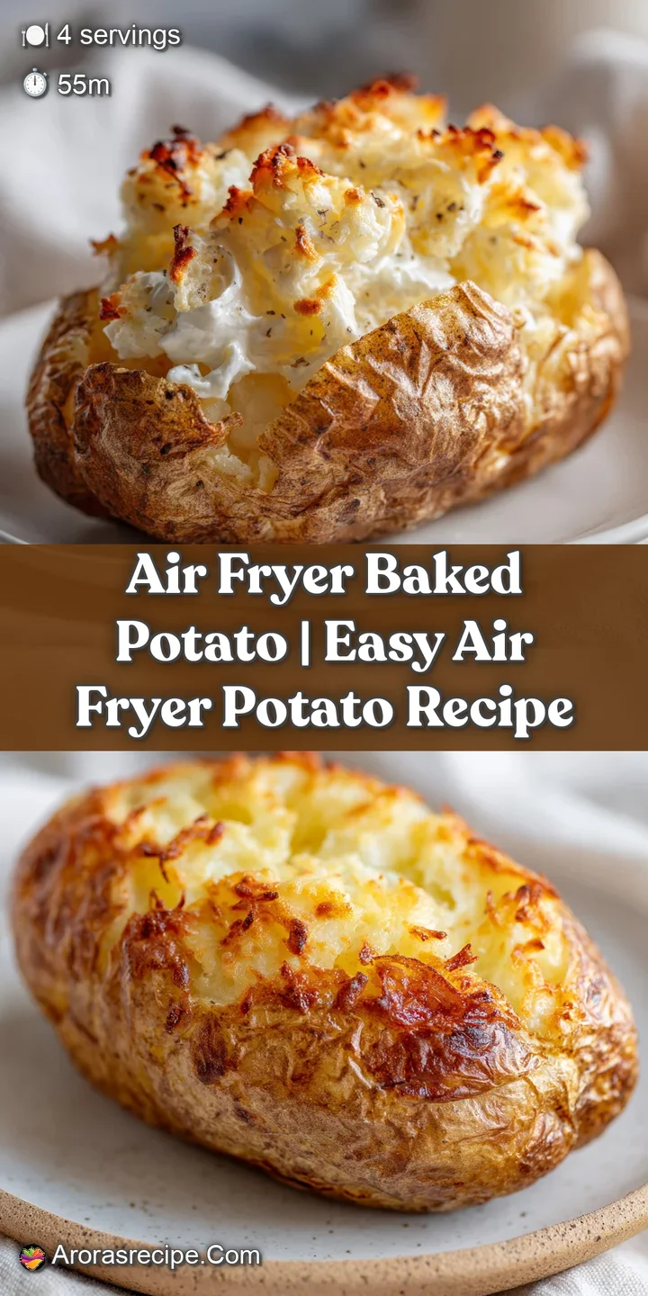 Close-up of a perfectly baked potato's crackled, golden-brown skin, hinting at a fluffy, steamy interior.