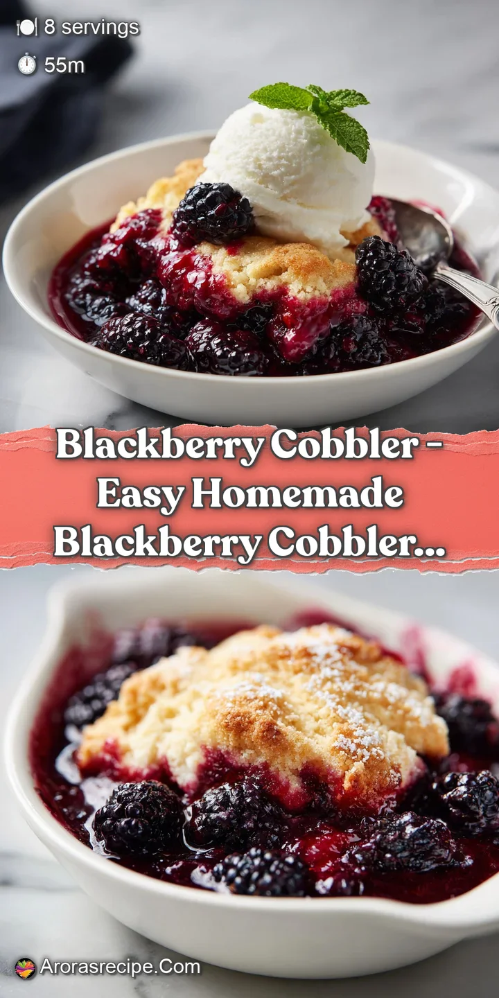 Close-up of plump, deep purple blackberries under a rustic, baked golden crust, steam gently rising.