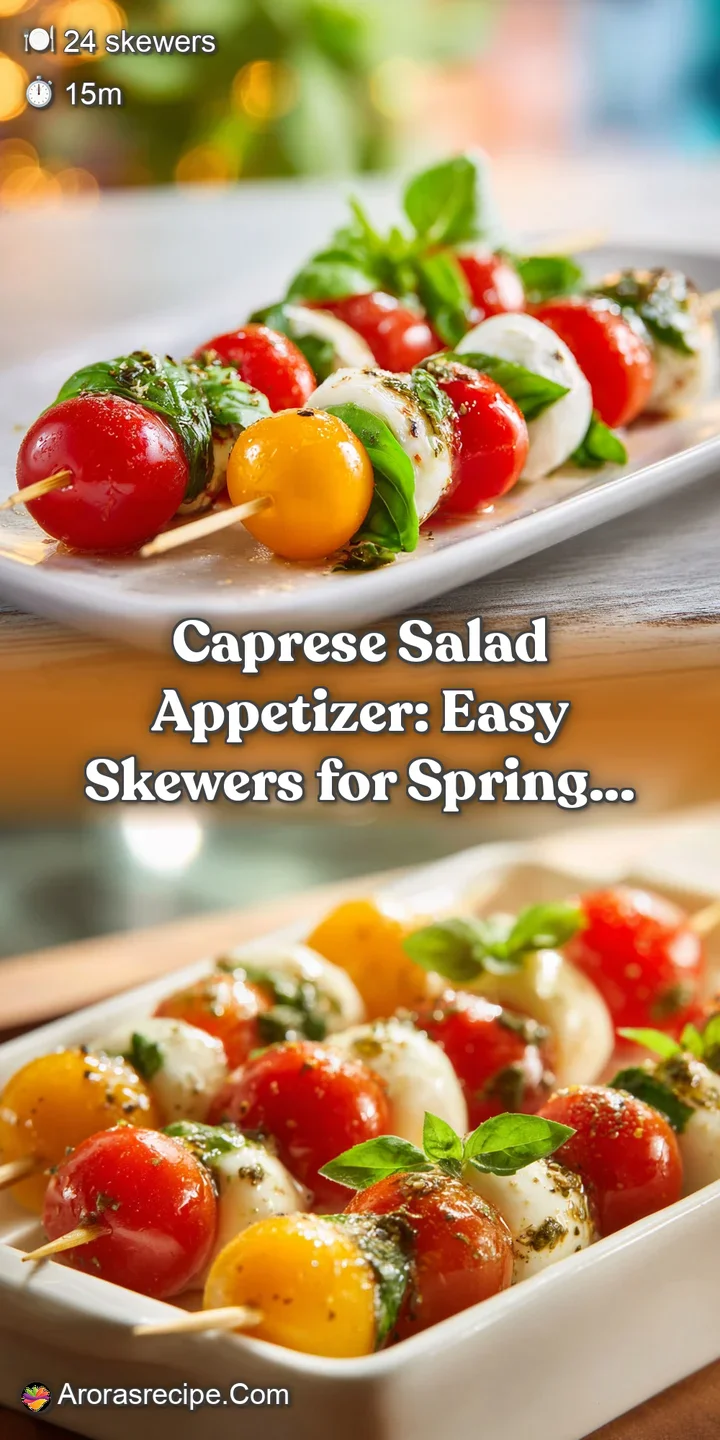 Close-up of a Caprese skewer: a burst of fresh flavors with the bright tomato, creamy mozzarella, and fragrant basil.